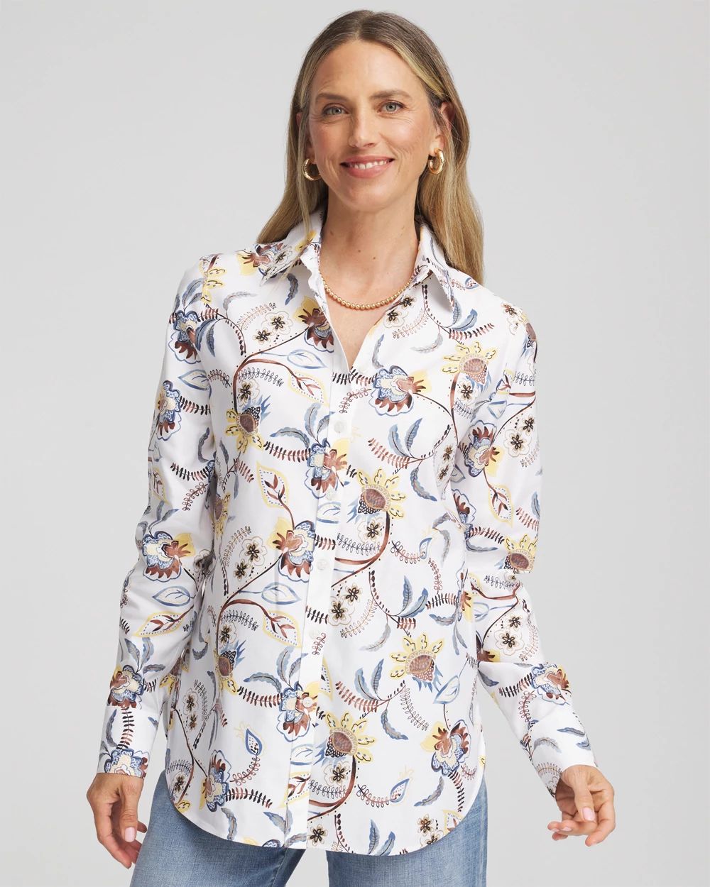 苺風　0217 No Iron™ Tropical Floral Stretch Shirt | Chico's